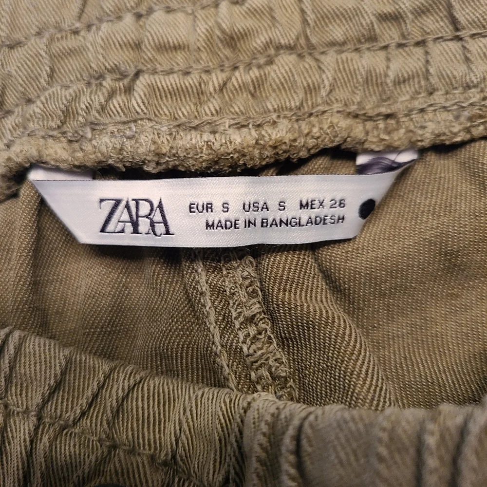 Zara The Charlotte Linen Blend Relaxed Jogger Pants Green Small